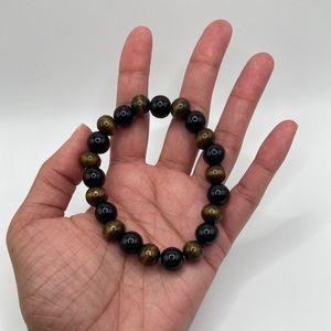 Men’s Black & Coffee Stretch Bead Bracelet